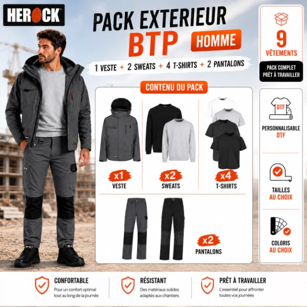 Pack vêtement de travail BTP Extérieur - Herock Homme