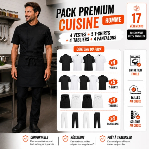 Pack tenue de cuisine Premium - Homme