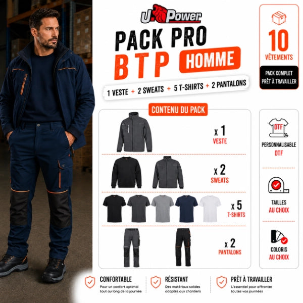Pack vêtement de travail BTP Pro - U-Power Homme