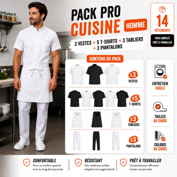 Pack tenue de cuisine Pro - Homme