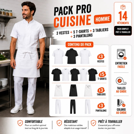 Pack tenue de cuisine Pro - Homme